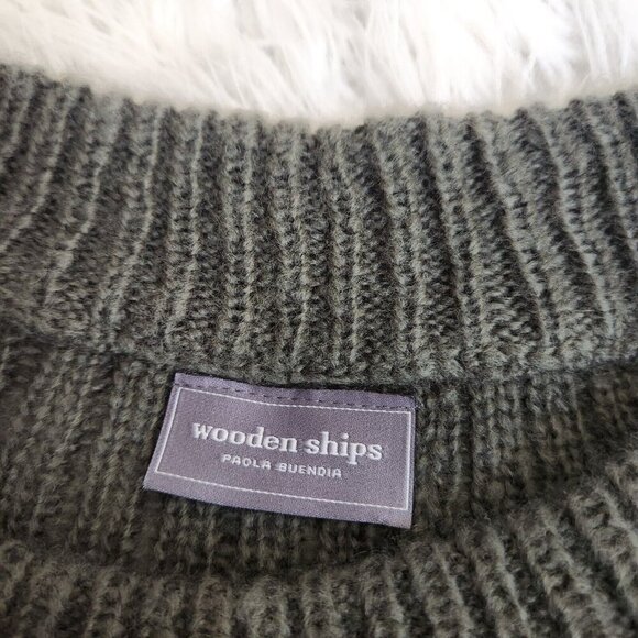 Wooden Ships Long Sleeve Mohair Wool Boxy Sweater Womens Sz Small Olive Green - Picture 4 of 11